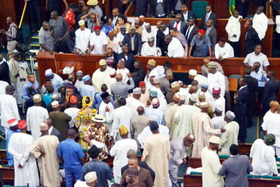 PIC. 19. FRACAS AT THE HOUSE OF REPRESENTATIVES OVER APPOINTMENT OF PRINCIPAL OFFICERS IN ABUJA ON THURSDAY (25/6/15). 5018/25/6/2015/CH/BJO/NAN