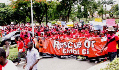 PIC.12. WOMEN’S WING OF ALL PROGRESSIVES PARTY (APC) IN LAGOS STATE LED BY SEN. OLUREMI TINUBU PROTESTING OVER THE ABDUCTION OF OVER 200 CHIBOK SCHOOL GIRLS IN LAGOS ON TUESDAY (13/5/14). 2983/13/5/14/MA/AIN/NAN