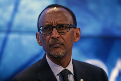 Paul Kagame, Rwanda's president, looks on during a panel session at the World Economic Forum (WEF) in Davos, Switzerland, on Thursday, Jan. 21, 2016. World leaders, influential executives, bankers and policy makers attend the 46th annual meeting of the World Economic Forum in Davos from Jan. 20 - 23. Photographer: Matthew Lloyd/Bloomberg *** Local Caption *** Paul Kagame
