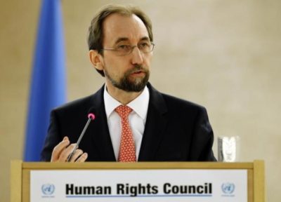 United Nations (U.N.) High Commissioner for Human Rights Zeid Ra'ad Al Hussein addresses the 31st session of the Human Rights Council at the U.N. European headquarters in Geneva, Switzerland, February 29, 2016.  REUTERS/Denis Balibouse